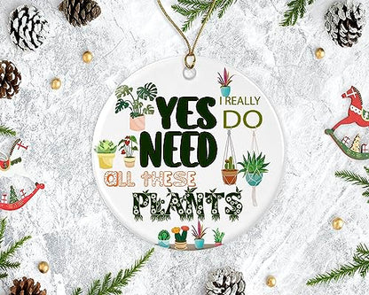 Christmas Ornament Plant Lover Bonsai Decor - Double-Sided Ceramic Gift