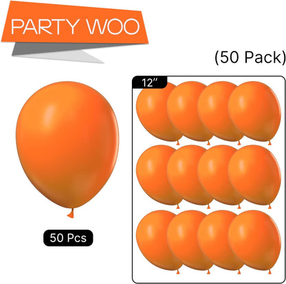 PartyWoo Orange Balloons - 50pcs 12 Inch Fall Latex Helium Balloons for Birthday & Baby Shower Decor
