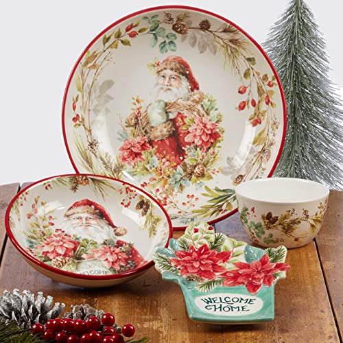 Christmas Story 11-Inch Dinner Plates Set of 4 - Large, Multicolored Holiday Tableware