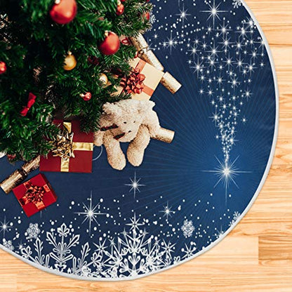 ATTX 47.2in Christmas Tree Skirt - Large Round Snowflake Holiday Accent (Multicolor)