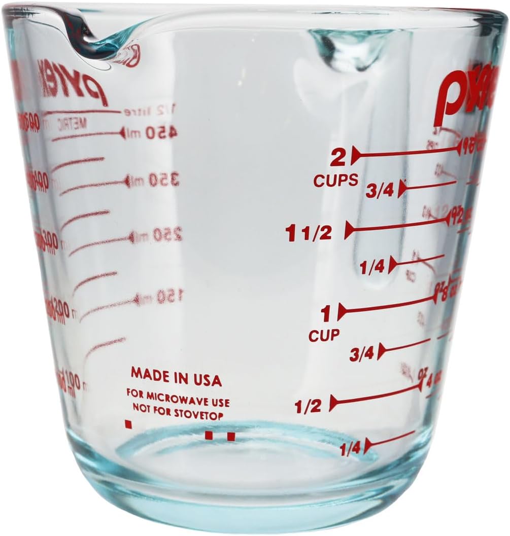 Pyrex 2 Cup Glass Measuring Cup - Durable, Made in USA for Accurate Measurements