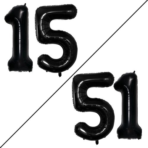 GOER Jumbo 15 Balloons - 42 Inch Foil Helium Decorations for Sweet 15 & 51st Birthday Party (Black)