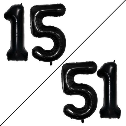 GOER Jumbo 15 Balloons - 42 Inch Foil Helium Decorations for Sweet 15 & 51st Birthday Party (Black)