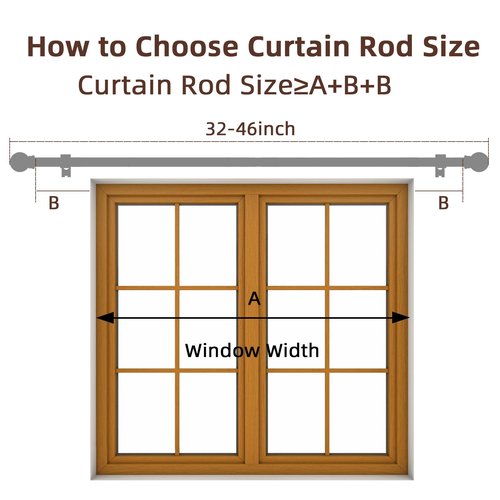 SMODBRODRE Black Curtain Rods for Window 28 to 48, 5/8 inch Small Decorative Curtain Rod Set with Brackets
