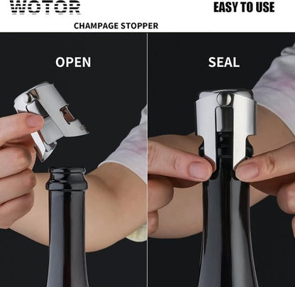 +WOTOR 3 Pack Silver Champagne Stopper