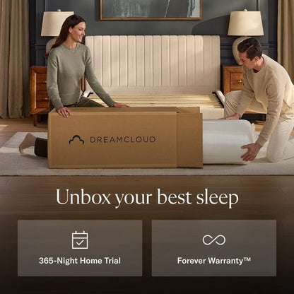 DreamCloud Classic 12" Queen Mattress - Luxury Hybrid Gel Memory Foam for Back Pain Relief | 365-Night Trial, Fiberglass Free, CertiPUR-US Certified