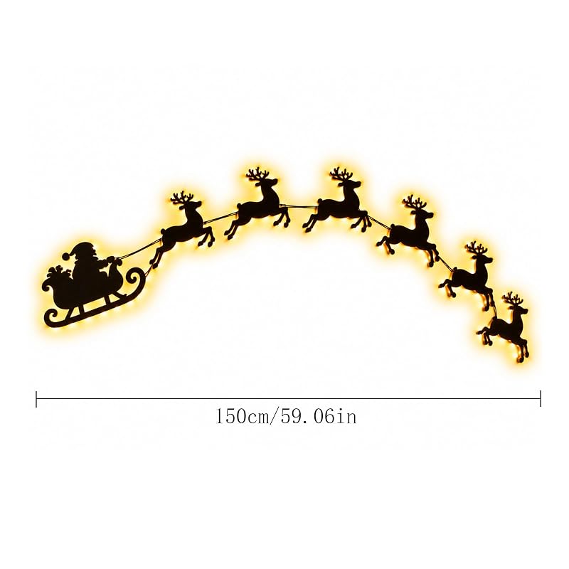 3D Light Up Wooden Reindeer Christmas Decor LED Wall Decoration - Variation A
