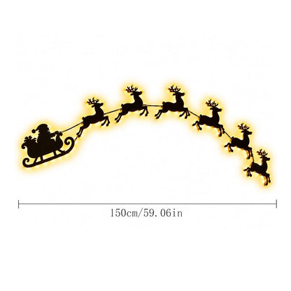 3D Light Up Wooden Reindeer Christmas Decor LED Wall Decoration - Variation A