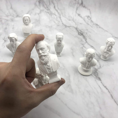 Skiennix Classic Mini 2.7” Greek Bust | Beethoven Sculpture - Home Décor Resin Figure Set (7 Pieces)