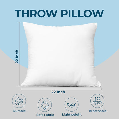 Utopia Bedding Throw Pillow - Fluffy Down Alternative Cushion for Bed & Sofa | 22 x 22 Inches, White