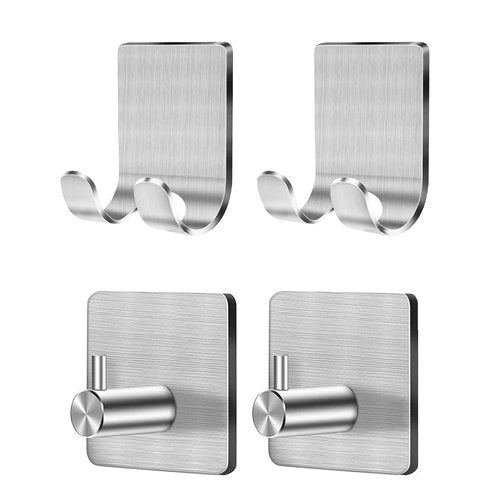 CGBE 4 Packs Shower Hooks for Inside Shower, Self Adhesive Shaver Holder Hanger Hook for Bathroom Damage Free Wall Hooks for Razor Loofah Sponge