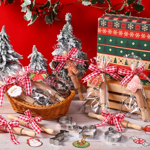 Christmas Baking Gift Set with Mini Wooden Rolling Pins & Cookie Cutters - 12 Piece