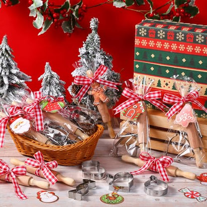 Christmas Baking Gift Set with Mini Wooden Rolling Pins & Cookie Cutters - 12 Piece