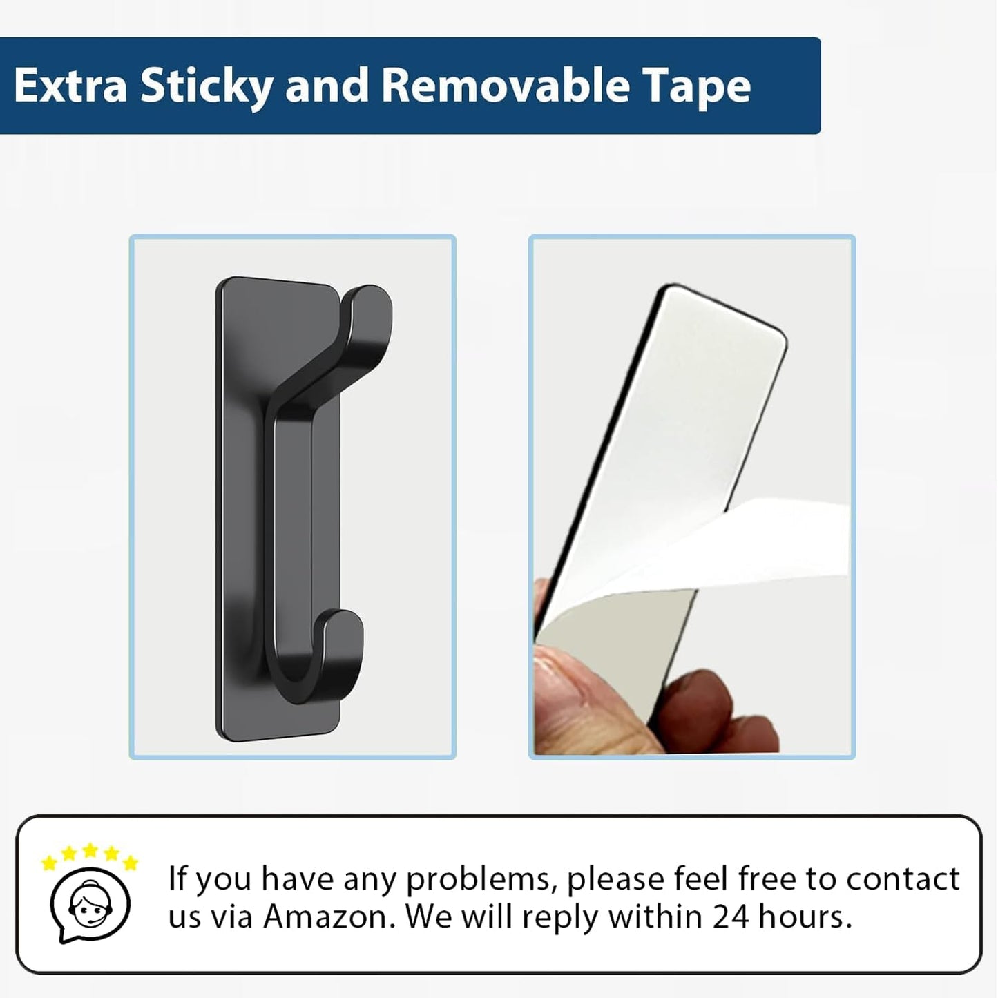 Pickpiff Wall Hooks - 13LB Strong Adhesive Coat & Towel Hangers | Black 4-Pack for Easy Organization