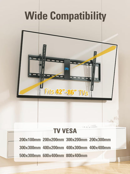 Mounting Dream TV Wall Mount for 42-86" TVs, Tilting TVs Mount with Level Adjustment Fits 16", 18", 24" Studs Easy for Centering, Wall Mount TV Bracket Max VESA 800x400mm, 120 LBS Loading, MD2263-XLK