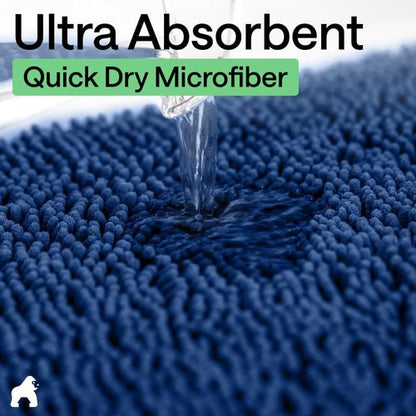 GORILLA GRIP Bath Rug Mat - Soft Absorbent Chenille | Quick-Dry Microfiber, 36x24 Royal Blue