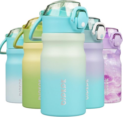 BJPKPK Insulated Water Bottle - 14oz Stainless Steel Flask with Straw & Leak-Proof Lid | Mint Color