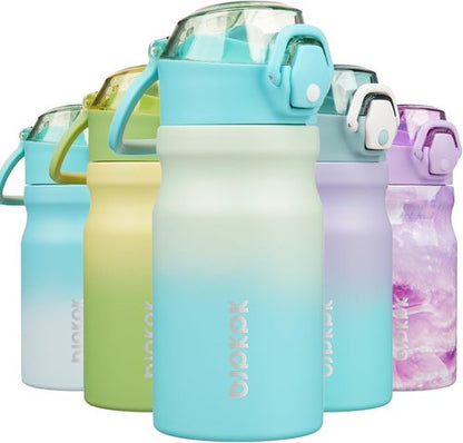 BJPKPK Insulated Water Bottle - 14oz Stainless Steel Flask with Straw & Leak-Proof Lid | Mint Color
