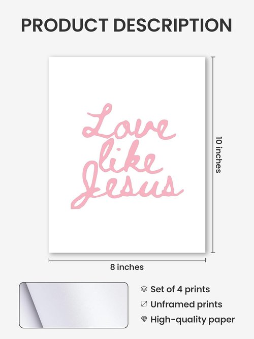 FGFK Christian Wall Art Prints Set - Girly Pink Bible Verse Decor for Girls Room | 8x10 Unframed