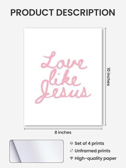 FGFK Christian Wall Art Prints Set - Girly Pink Bible Verse Decor for Girls Room | 8x10 Unframed