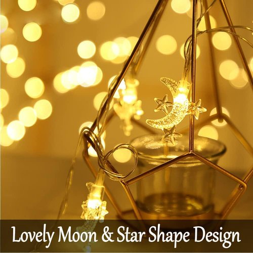 Fielegen 40 LED Moon String Lights - Battery Operated 20ft Fairy Lights for Patio & Wedding Decor