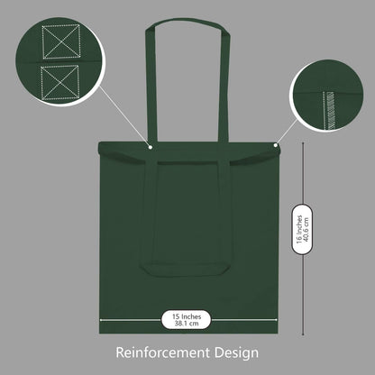 TOPDesign 12-Pack Reusable Cotton Tote Bags - Lightweight 16"x15" Green & Black for Grocery, DIY & Gifts