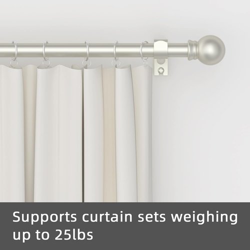 GXOACKJ Decorative Curtain Rods - Heavy Duty Metal, 32-48 Inch, Nickel Finish with Brackets