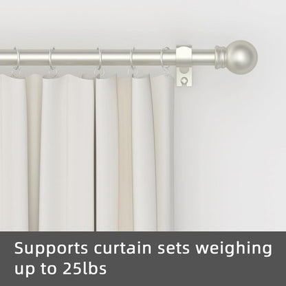 GXOACKJ Decorative Curtain Rods - Heavy Duty Metal, 32-48 Inch, Nickel Finish with Brackets