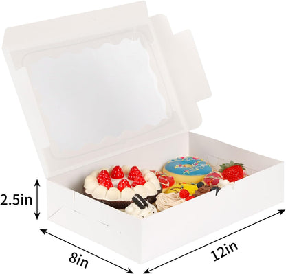 Moretoes Bakery Boxes - 15pcs Cookie Boxes with Window | 12x8x2.5 Inches for Treats & Desserts