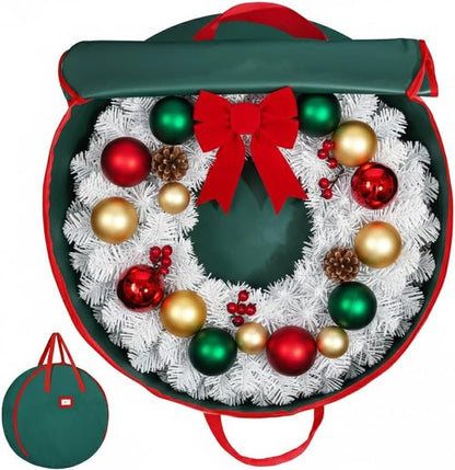 HOLDN’ STORAGE Wreath Storage Bag - Durable Waterproof Design - Heavy-Duty Xmas Container, 30"W x 7.5"D - Green