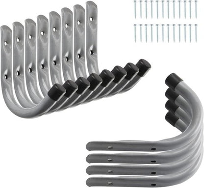 Home Master Hardware 12-Pack Heavy Duty Garage Storage Wall Hooks - Steel Utility Hooks for Ladders, Tools, Bikes | Grey