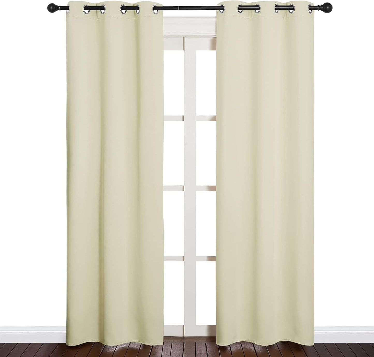 NICETOWN Blackout Curtains - Thermal Insulated Drapes with Grommet Top | Beige, 34" W x 84" L, Set of 2