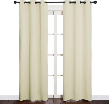 NICETOWN Blackout Curtains - Thermal Insulated Drapes with Grommet Top | Beige, 34" W x 84" L, Set of 2