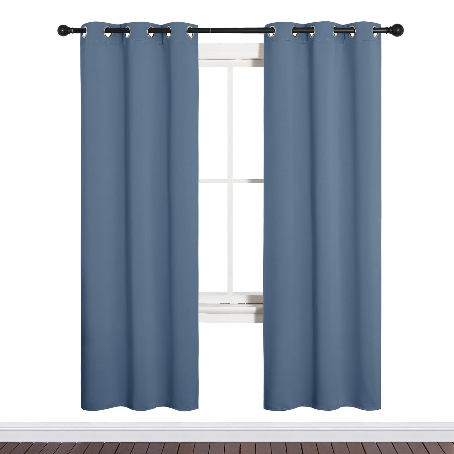 NICETOWN Blackout Curtains for Bedroom, Home Decoration Thermal Insulated Noise Reducing Curtains & Drapes for Boys Room, Privacy Panels (Stone Blue, 34" Wide by 72" Long)
