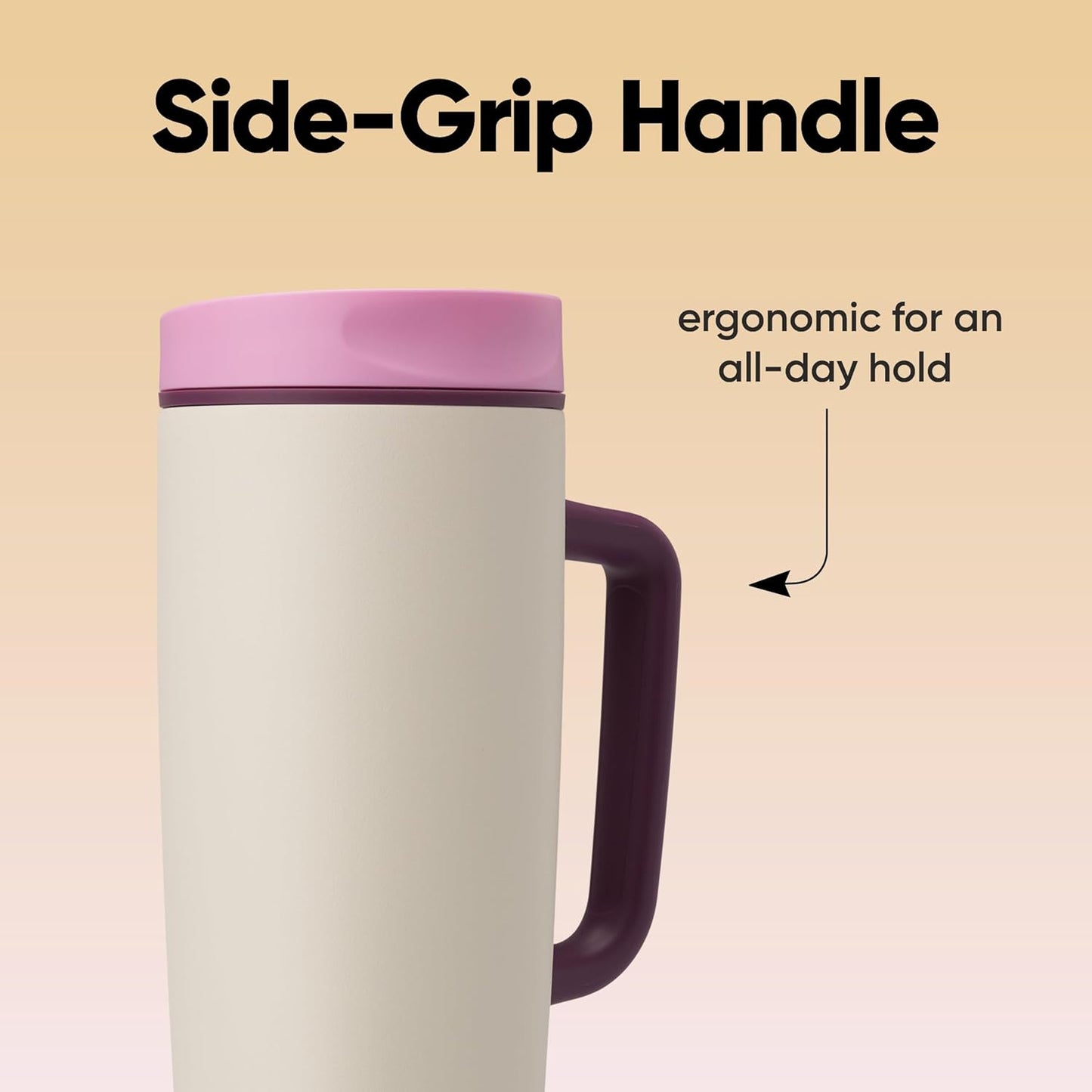 Owala SmoothSip Slider Travel Mug - 24 oz Stainless Steel, Leak Proof, Insulated for Hot & Cold Drinks | Daybreak Color