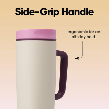 Owala SmoothSip Slider Travel Mug - 24 oz Stainless Steel, Leak Proof, Insulated for Hot & Cold Drinks | Daybreak Color