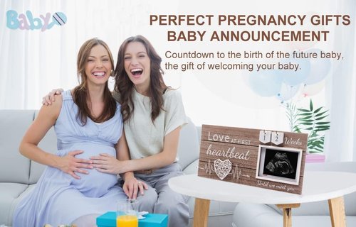 Garybank New Mom Gifts 2024- Love at First Sight Ultrasound Picture Frame, w/ Weekly Pregnancy Milestone Cards & Pregnant Activities Cards, Gender Reveal Pregnancy Gifts for Pregnant Women from Sister