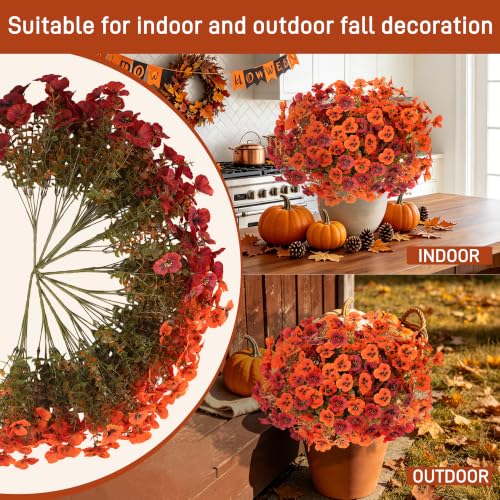 Artificial Fall Flowers for Outdoors Faux Pansies - Weather-Resistant Seasonal Decor