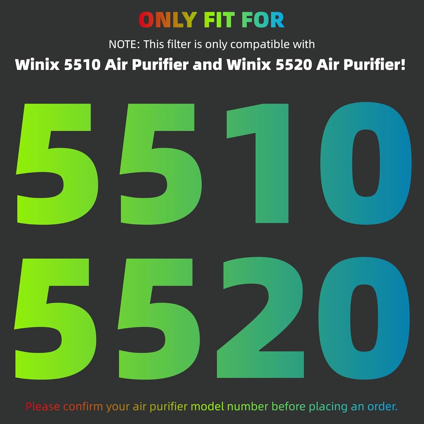 Winix 5510-5520 Air Purifier Filters - 2 Sets of Activated Carbon & Middle Filters for Large Rooms (1882 Ft²/Hr)