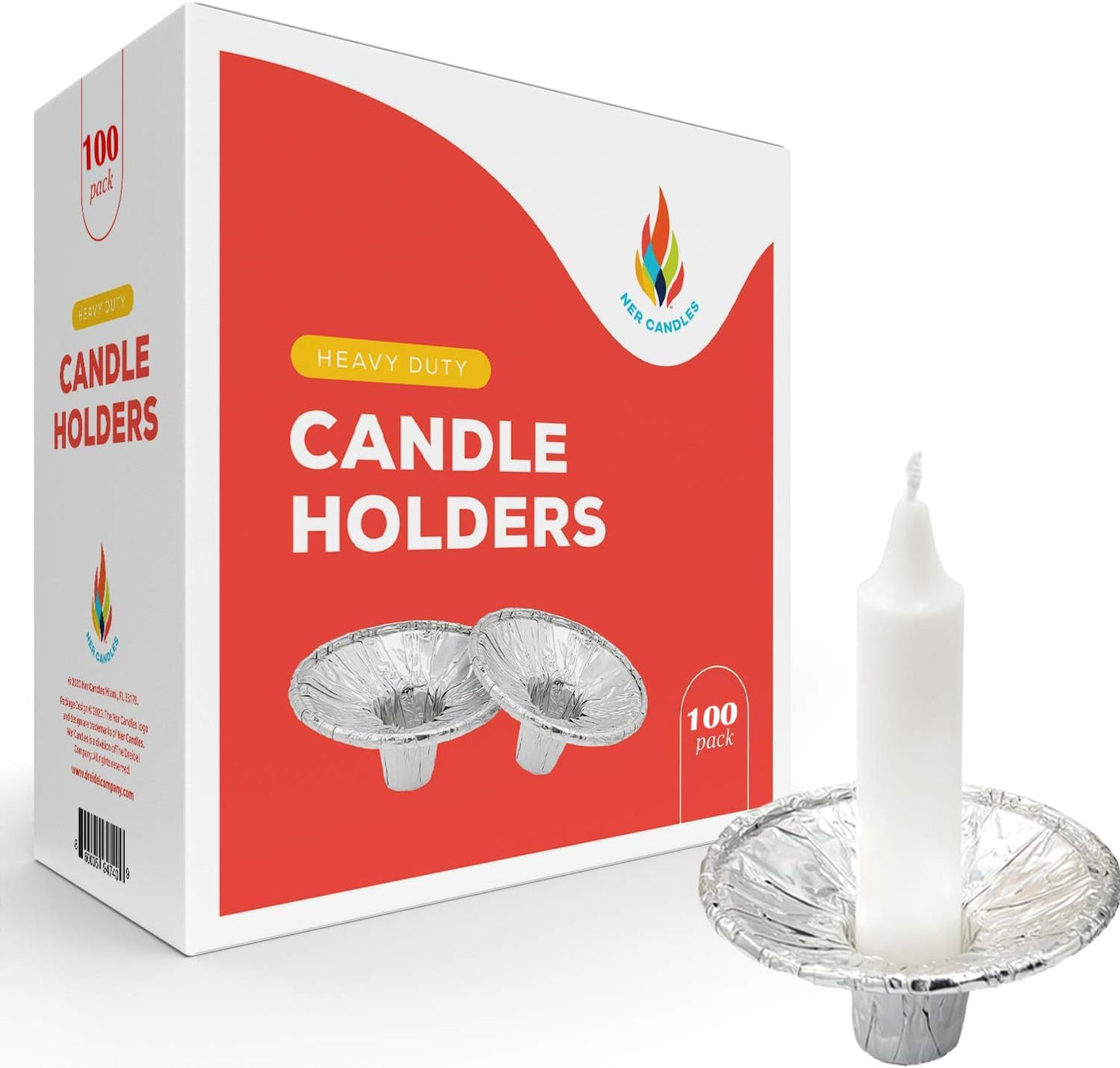 Dreidel Company Extra Heavy Disposable Candle Holders - 100 Pack Aluminum Foil Drip Cups