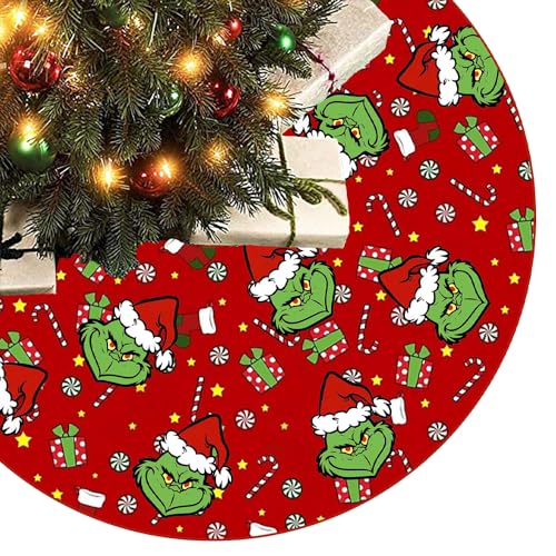 Christmas Tree Skirt 48 Inches Tree Skirts Mats, Large Christmas Decor Mat Tree Decorations for Decor Holiday Party Indoor Outdoor