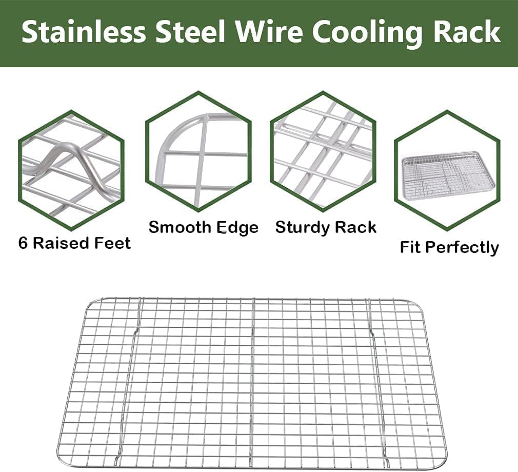 ROTTAY Baking Sheet Set - Stainless Steel Cookie Pans with Cooling Racks | Nonstick, Heavy Duty, 16 x 12 x 1 Inches