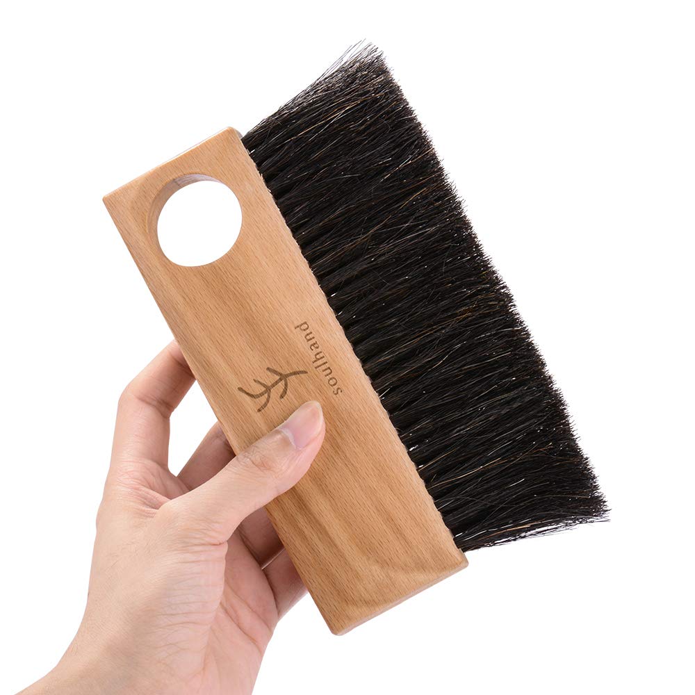 Soulhand Coffee Cleaning Brush Coffee Bar Brush Espresso Grinder Brush Tools Characteristic Hole Design Natural Boar Bristles Wooden Handle Cleaning Tools for Barista Home Kitchen