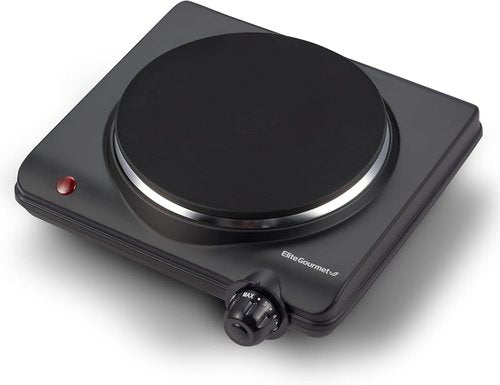 Elite Gourmet Electric Burner - 1000W Cast Iron Hot Plate with 7 Heat Settings | Portable Cooktop for RVs, Dorms & Small Kitchens
