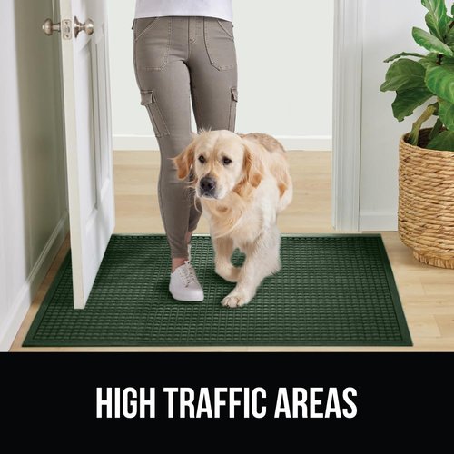 GORILLA GRIP® Ultra Absorbent Front Door Mat Outside Entrance, Traps Dirt, HydroABSORB Doormat Holds Up to 1.7 Cups Water, Stain and Fade Resistant Welcome Mat, Outdoor Entry Rug, 29x17, Green