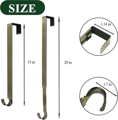 ZMCINER Wreath Hanger - Adjustable 15-25 Inch for Front Door | Supports Up to 20 lbs, Nickel Finish