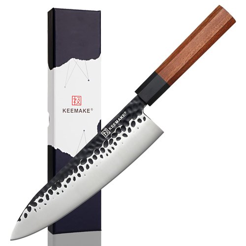 KEEMAKE Japanese Gyuto Chef Knife - 8 inch Professional Kitchen Knife with 440C High Carbon Steel Blade, Sharp Cutting Knives Rosewood Handle for Home Cooking and Restaurant