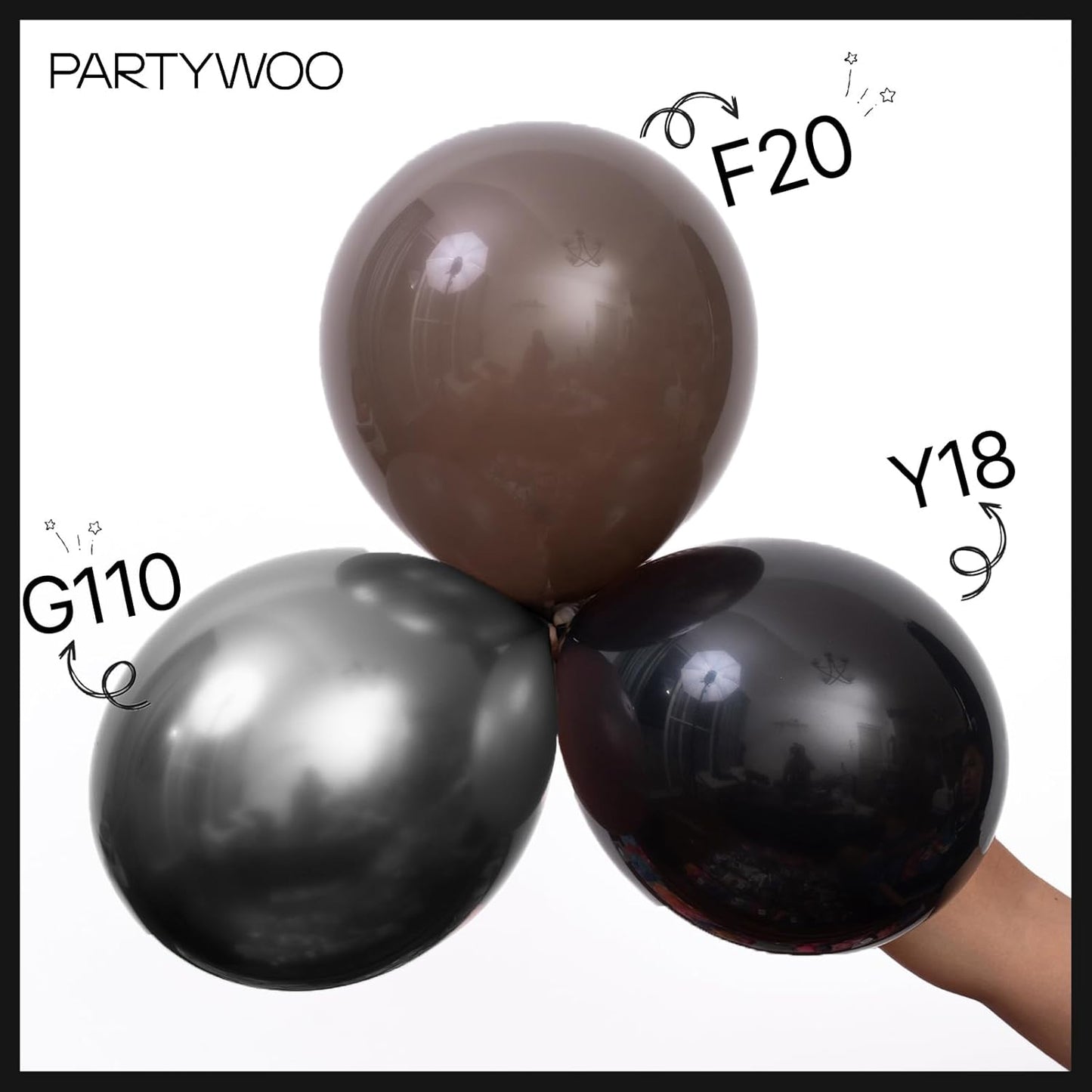 PartyWoo Black Balloons - 155-Piece Arch Kit with Various Sizes for Baby Shower & Birthday Decor