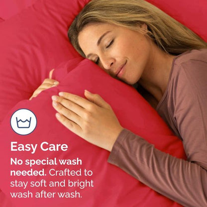 CGK Unlimited King Size Microfiber Pillowcase Set, 4 Pieces, Red