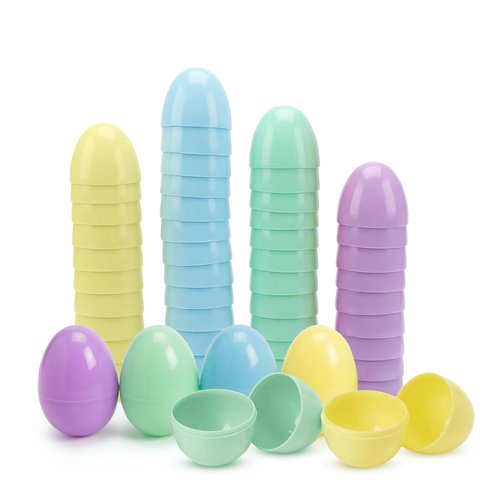 Yumzo 12 Pack (24pcs) Plastic Easter Eggs, 2.3x1.5 Inch Fillable Empty Shells in Pastel Assorted Colors - Secure Snap Closure Toys for Spring egg hunt, Basket Stuffers & Party Favors,